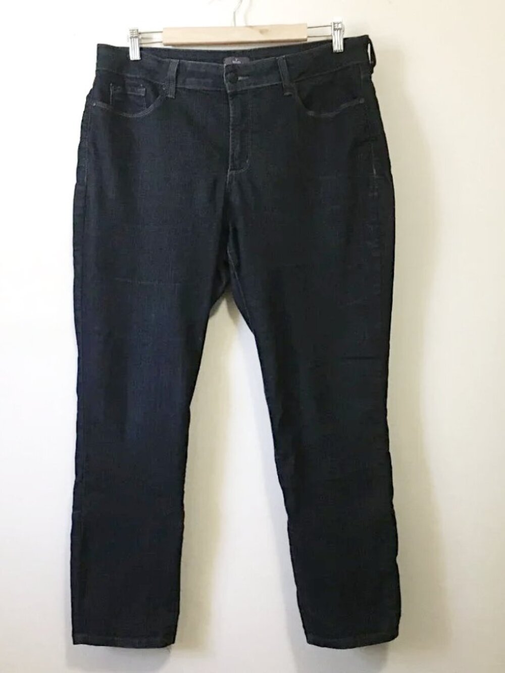 NYDJ Ankle Jeans Dark Blue Lift Tuck Slimming Denim Ankle Zippers USA Made - 14